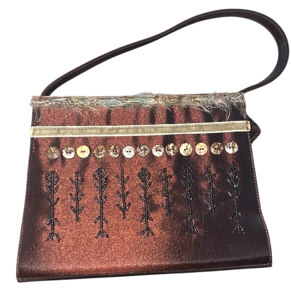 Vintage y2k mixed media Guess bohemian button embellished sateen bag